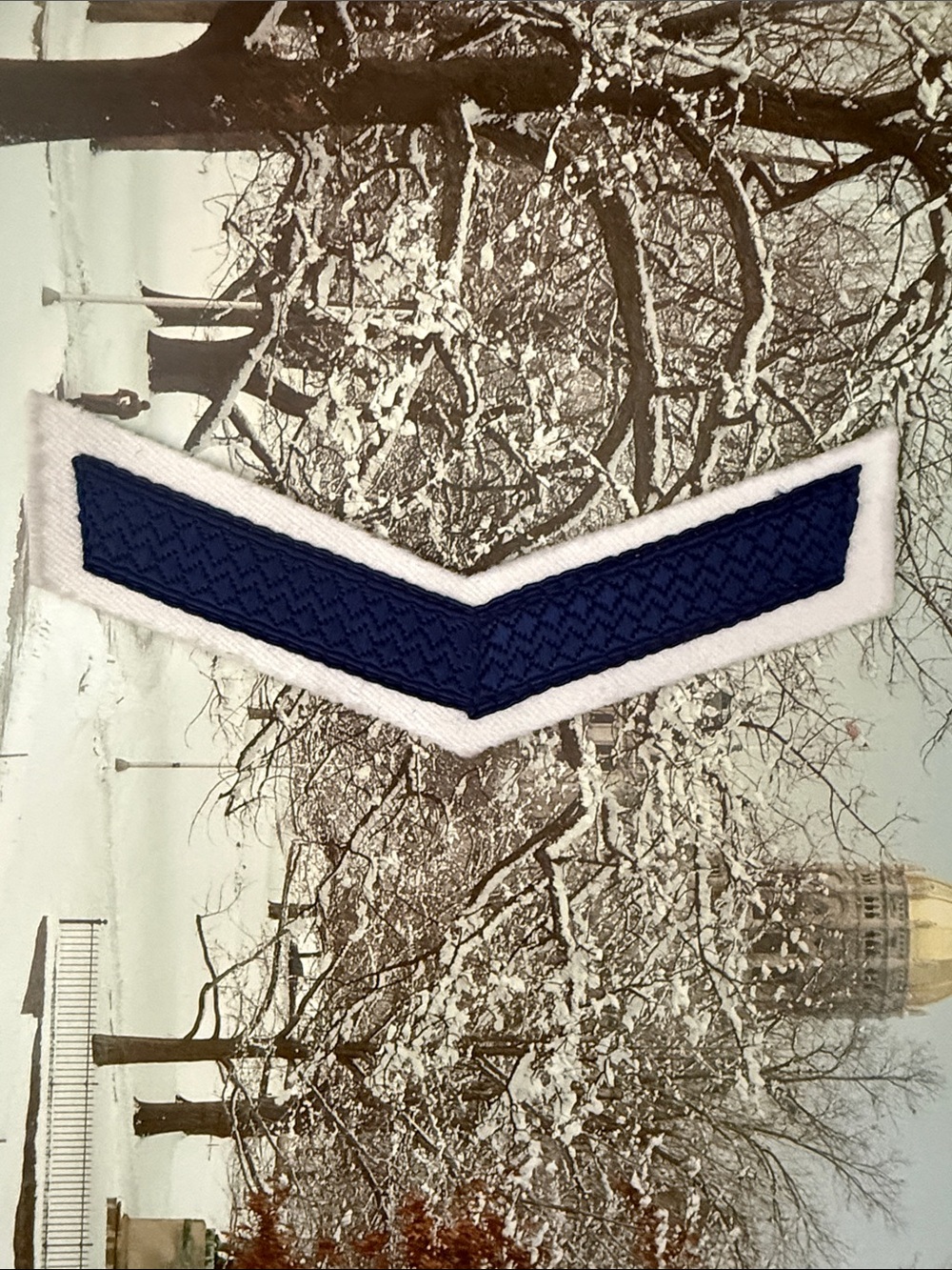 Navy and White Chevron Sleeve Rank Patch - Men Accessories